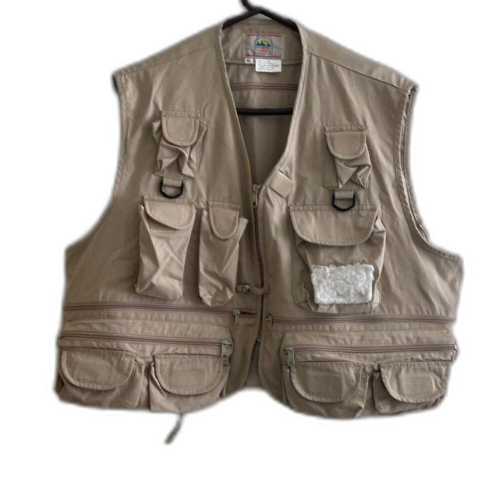 Timber Creek Fishing Vest Men's Unisex Cotton Canvas Sz XL Outdoor Hunting Khaki